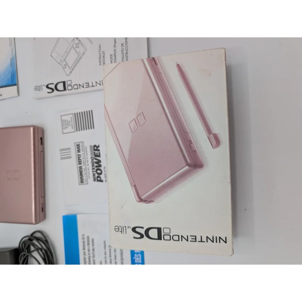 Nintendo DS Lite Coral Pink Console Complete In Box CIB Charger Manual Tested